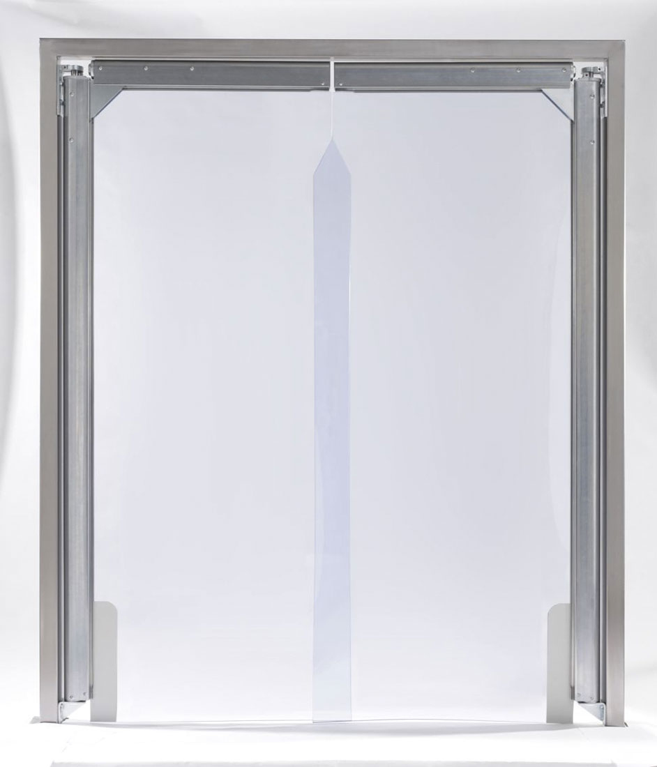 Pendeltür 2-flüglig mit Farbe PVC 110 (180° Öffnungswinkel)